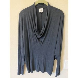 Cabi Womens suze M dark grey top 3/4 length sleeves and loose flowy neck